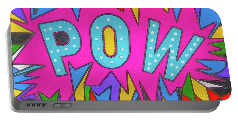Pow Portable Battery Charger featuring the painting Pow 3 by Robert Margetts
