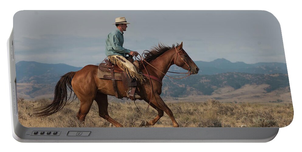 Horse Portable Battery Charger featuring the photograph Powderhorn Cowboy 3 by Jody Miller