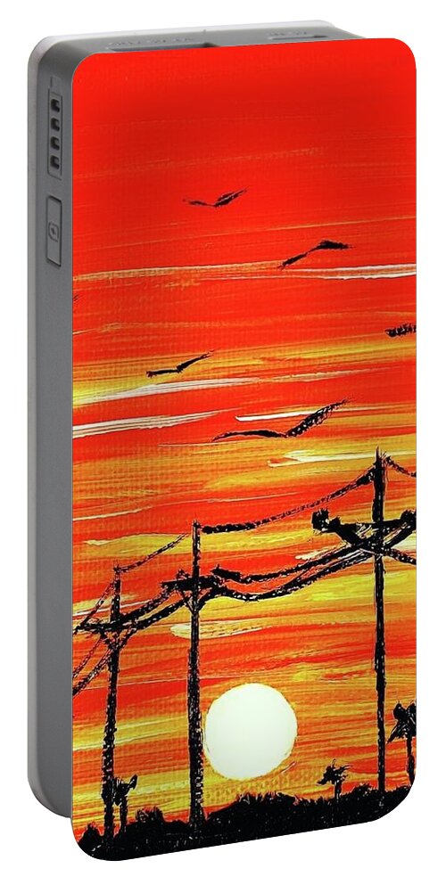  Portable Battery Charger featuring the painting Power Lines by Amy Kuenzie