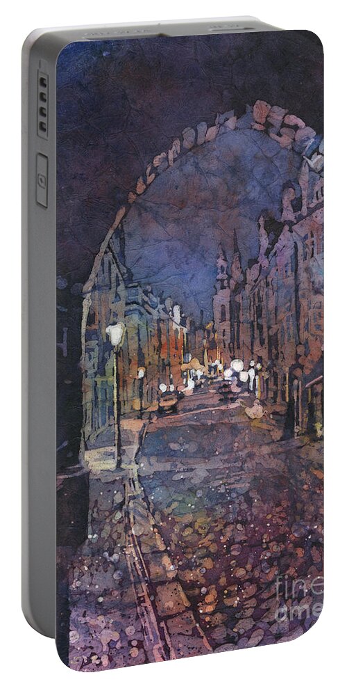 Architectecture Portable Battery Charger featuring the painting Prague Downtown by Ryan Fox