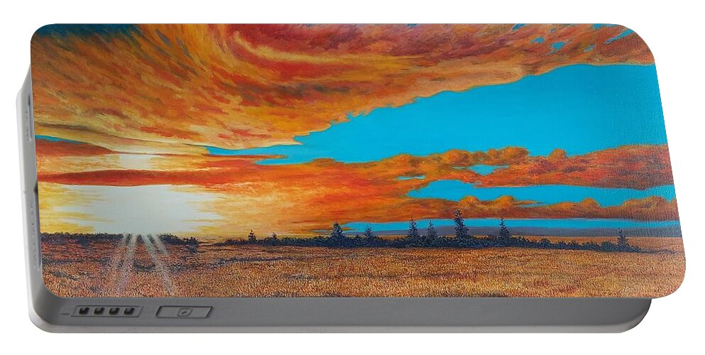 Maple Creek Portable Battery Charger featuring the painting Prairie Warmth by Blaine Filthaut