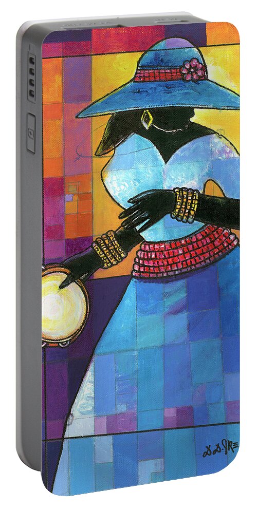 African American Art Portable Battery Charger featuring the painting Praise Him II by Darlington Ike