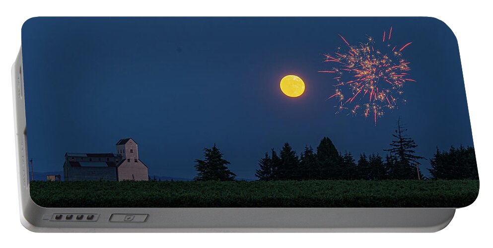  2020-07-04 Portable Battery Charger featuring the photograph Pratum, OR moon rise 5 by Ulrich Burkhalter