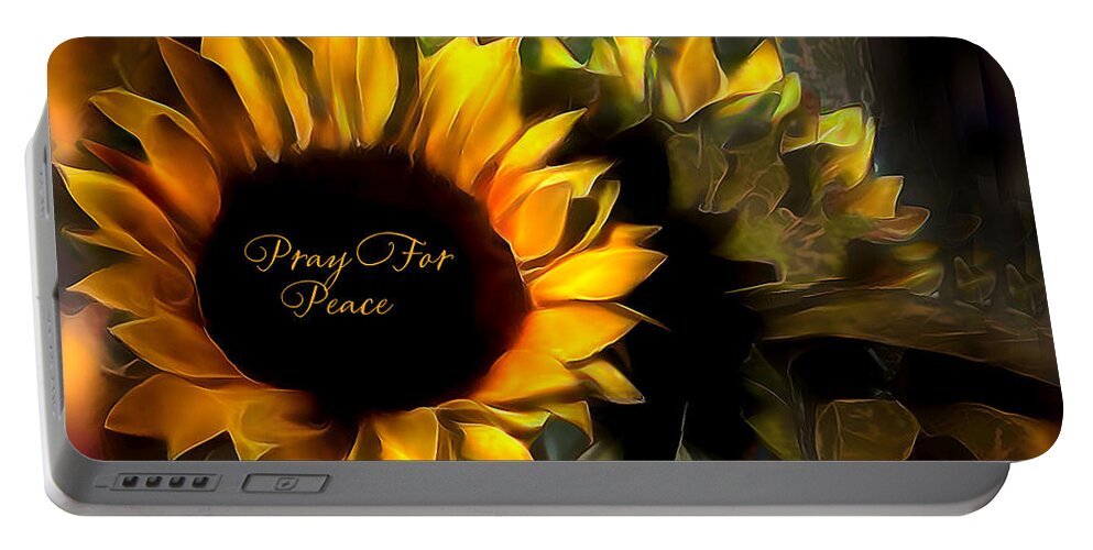 Sunflower Portable Battery Charger featuring the photograph Pray For Peace by Debra Kewley