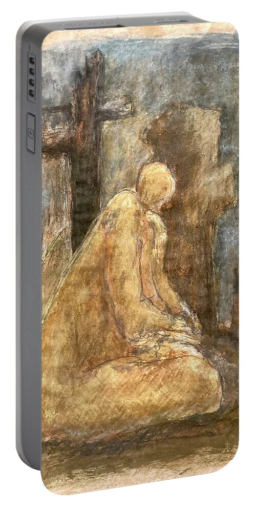 Mindfulness Portable Battery Charger featuring the painting Prayer by David Euler