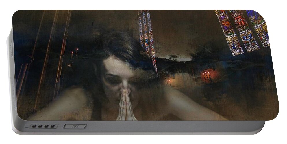 Prayer Portable Battery Charger featuring the digital art Praying For Time by Paul Lovering