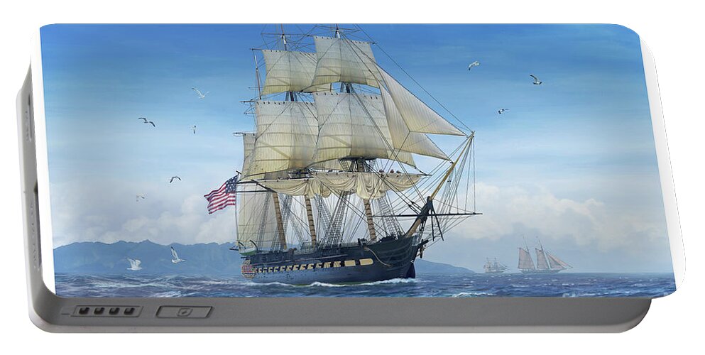 Uss Constitution Portable Battery Charger featuring the digital art Preble's Boys by Mark Karvon