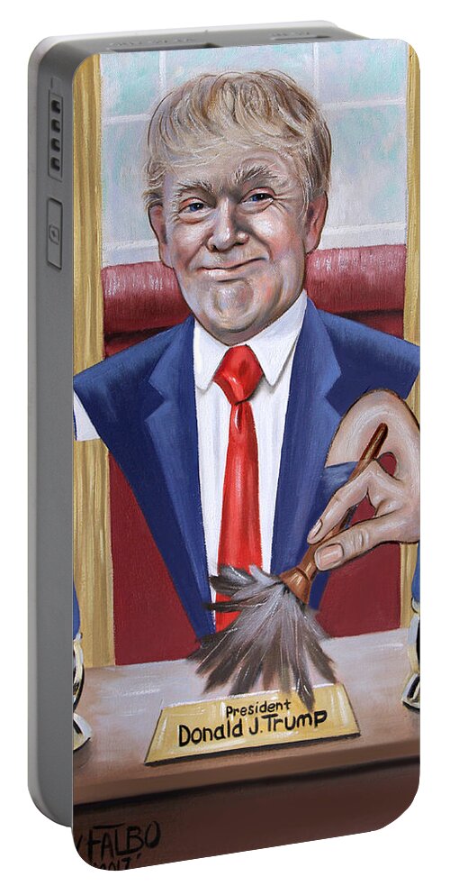 President Donald J Trump Portable Battery Charger featuring the painting President Donald J Trump, Not Politically Correct by Anthony Falbo