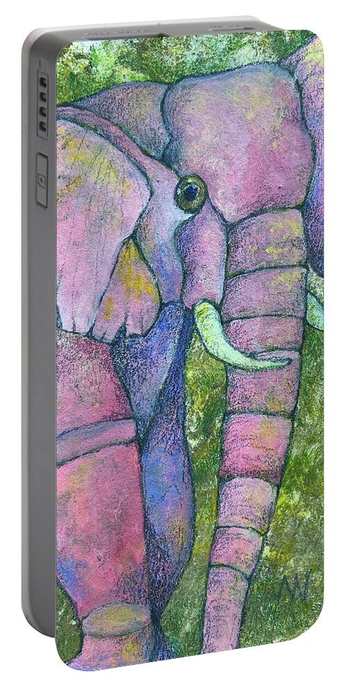 Pink Portable Battery Charger featuring the photograph Pretty in Pink Elephant by AnneMarie Welsh