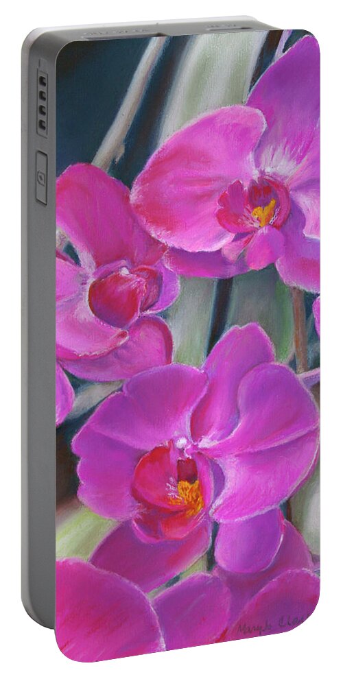Orchids Portable Battery Charger featuring the pastel Pretty in Pink by MaryJo Clark