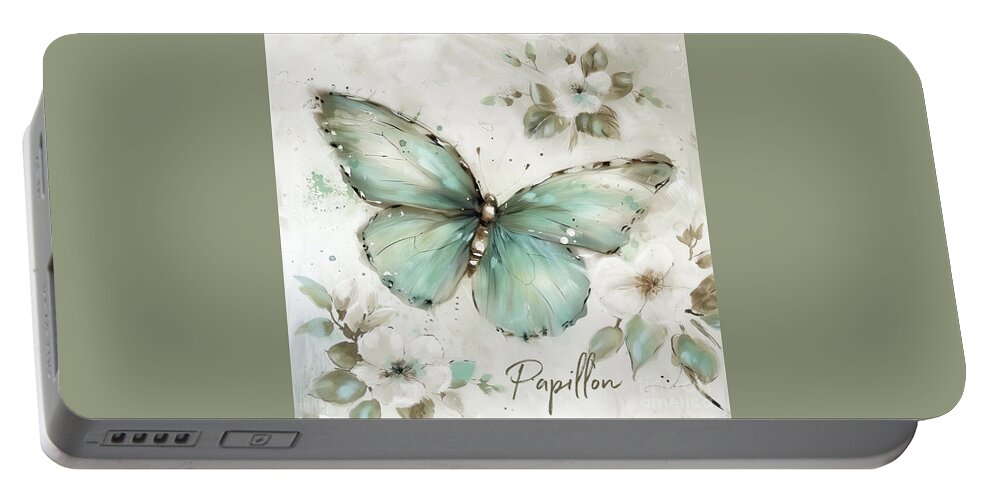 Butterfly Portable Battery Charger featuring the painting Pretty Papillon by Tina LeCour