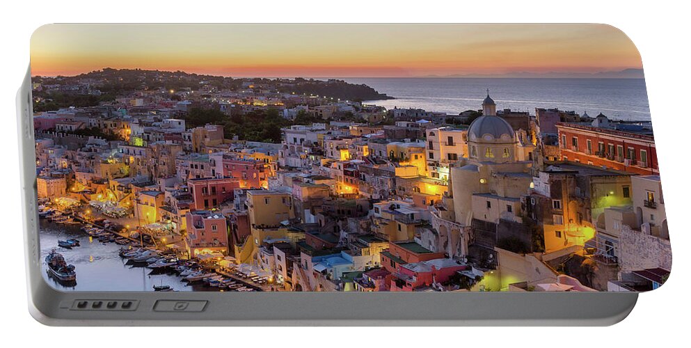 Procida Portable Battery Charger featuring the photograph Procida by night by Francesco Riccardo Iacomino