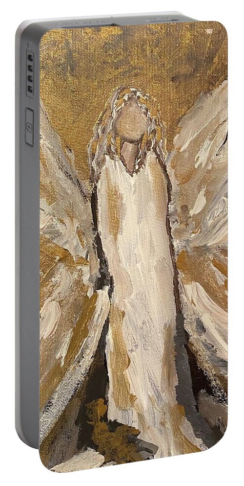 Angel Portable Battery Charger featuring the painting Protector by Kathy Bee