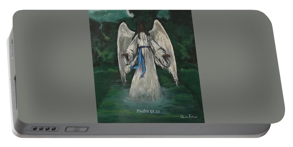  Portable Battery Charger featuring the painting Psalm 91 Angel by Charles Young