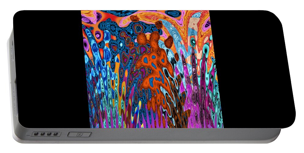Abstract Portable Battery Charger featuring the digital art Psychedelic - Volcano Eruption by Ronald Mills
