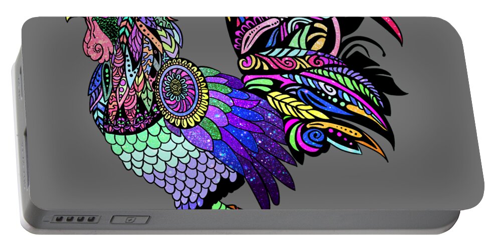  Portable Battery Charger featuring the digital art PSYCHOdelic ROOster by Tony Camm