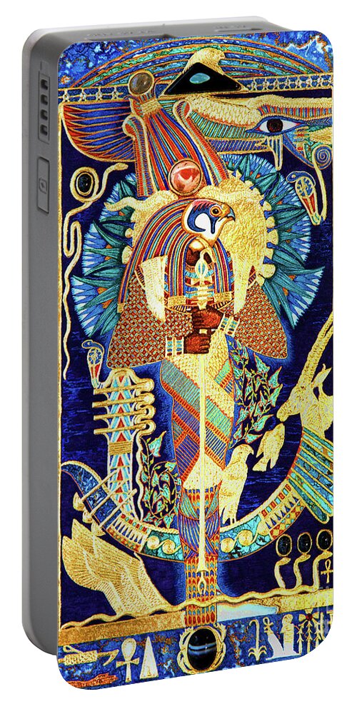 Ptah Portable Battery Charger featuring the mixed media Ptah-Sokar-Ausir Lord of the Secret Shrine by Ptahmassu Nofra-Uaa