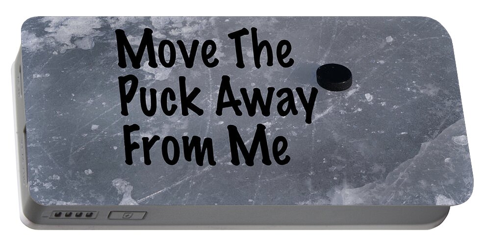 Hockey Portable Battery Charger featuring the photograph Move the Puck Away by Steven Ralser