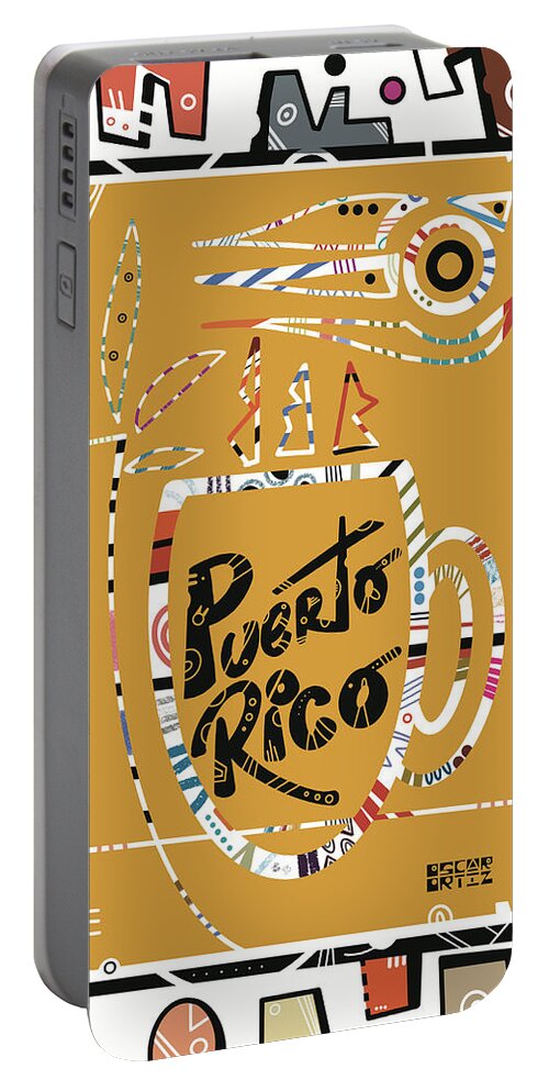 Puerto Rico Portable Battery Charger featuring the painting Puerto Rico Vibrante by Oscar Ortiz