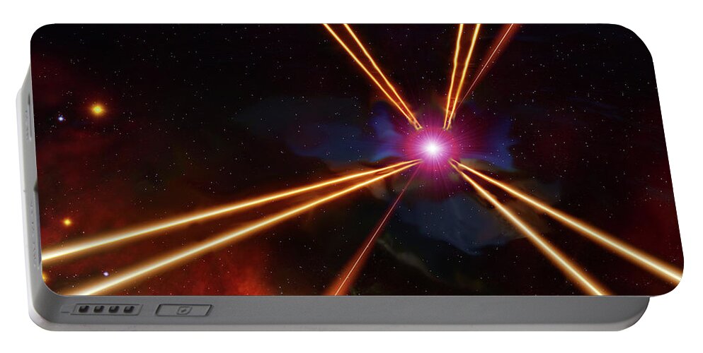 Space Portable Battery Charger featuring the digital art Pulsar Flare by Don White Artdreamer