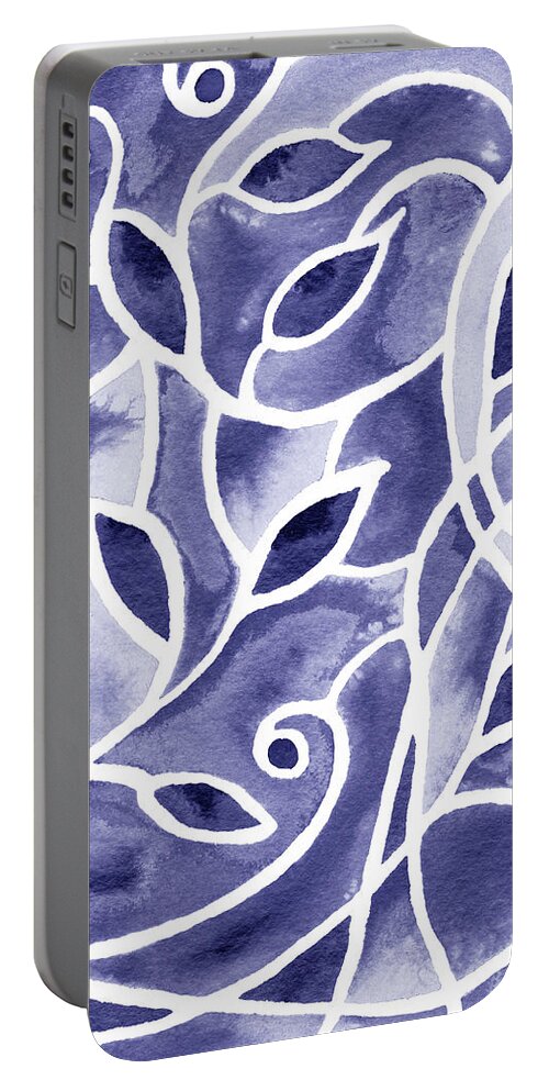 Very Peri Portable Battery Charger featuring the painting Purple Blue Very Peri Abstract Watercolor Floral Decor Design X by Irina Sztukowski