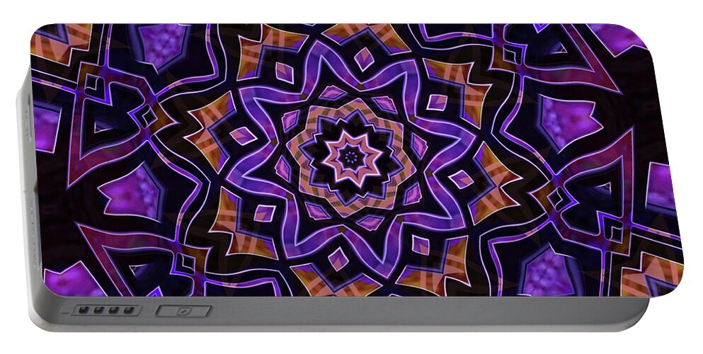 Mandala Portable Battery Charger featuring the digital art Purple Canon #2 by Dave Turner