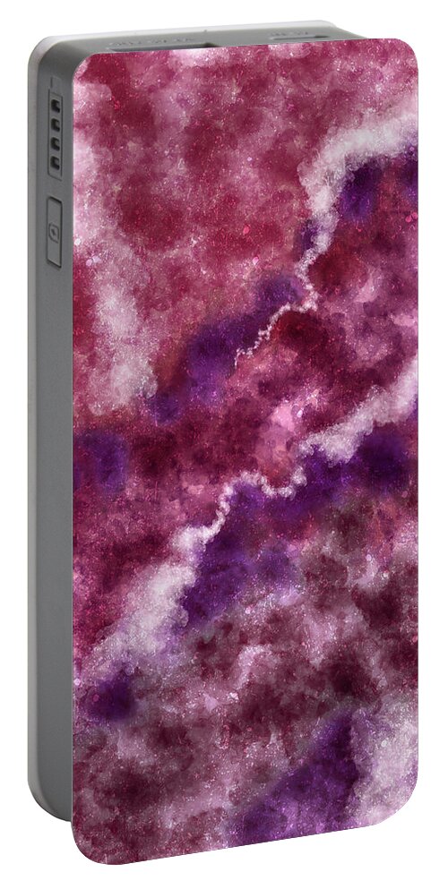 Purple Portable Battery Charger featuring the mixed media Purple Clouds - Contemporary Abstract - Abstract Expressionist painting - Purple, Violet, Lavender by Studio Grafiikka
