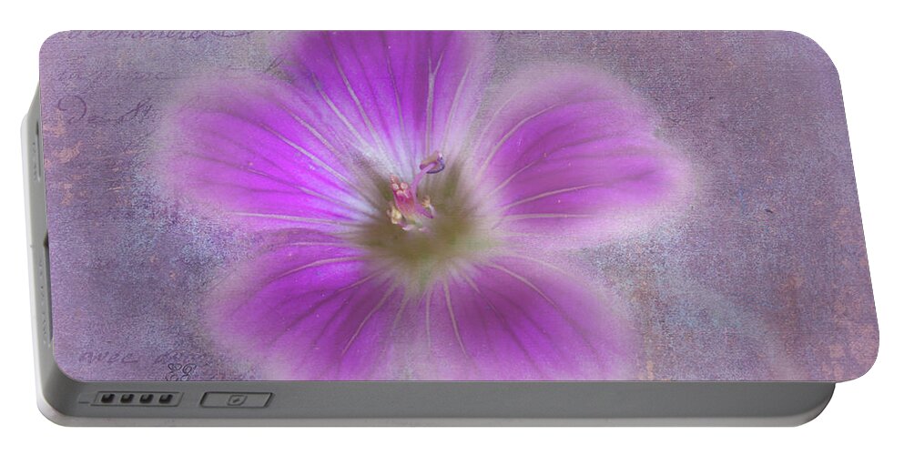 Flower Portable Battery Charger featuring the photograph Softly Purple by Elaine Teague