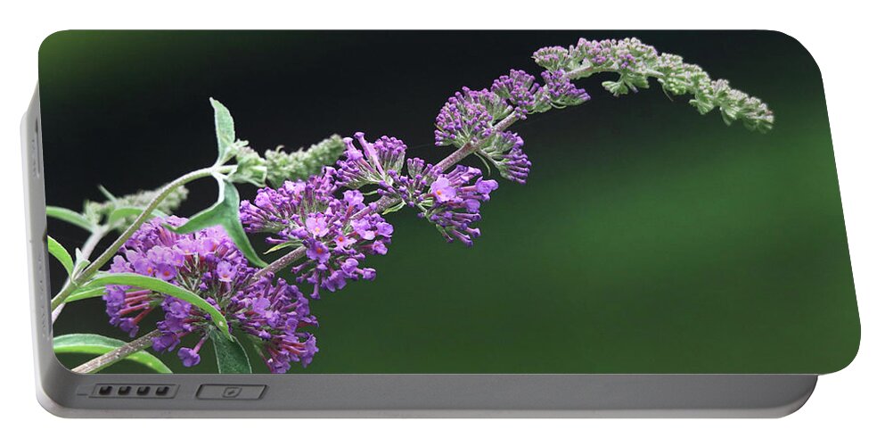 Flowers Portable Battery Charger featuring the photograph Purple Flowers of a Butterfly Bush by Trina Ansel