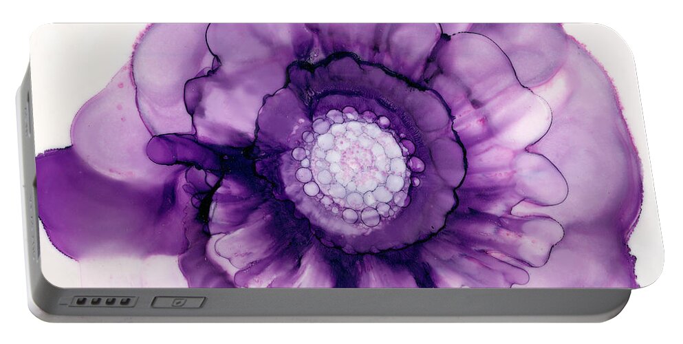 Purple Passion Flower Portable Battery Charger featuring the painting Purple Passion Flower by Daniela Easter