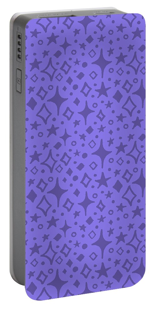 Sparkles Portable Battery Charger featuring the painting Purple Sparkles Pattern by Jen Montgomery by Jen Montgomery