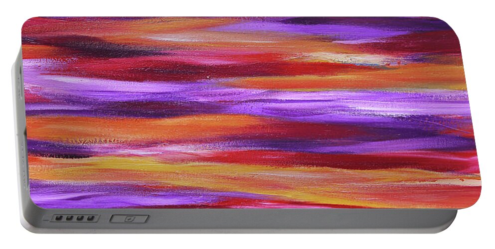 Abstract Portable Battery Charger featuring the painting Purple Waves 2 by Maria Meester