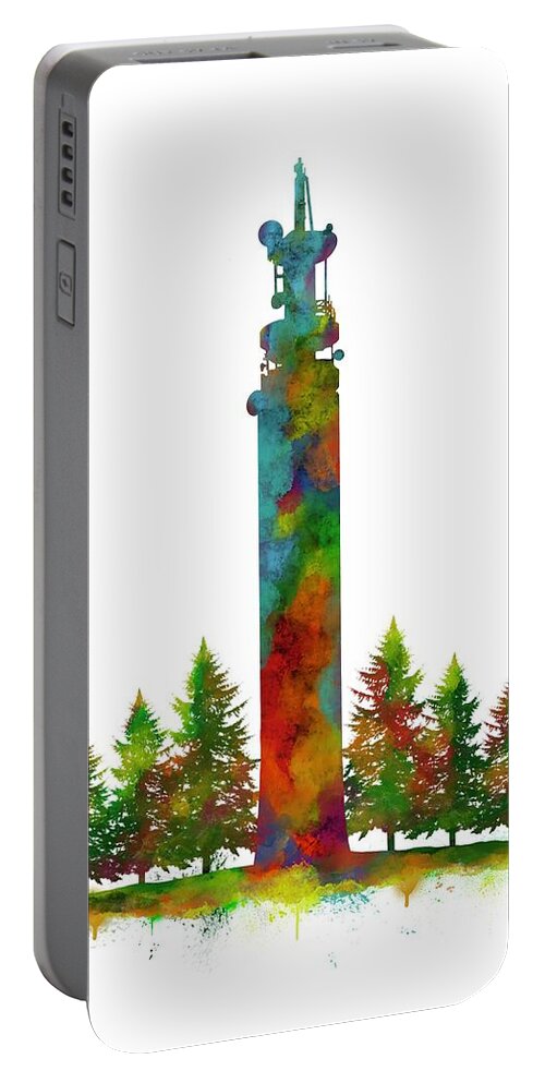 Cannock Chase Portable Battery Charger featuring the painting Pye Green Tower by Mark Taylor