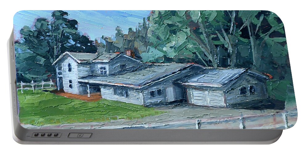 Ben Lomond Portable Battery Charger featuring the painting Quail Hollow Ranch House by PJ Kirk