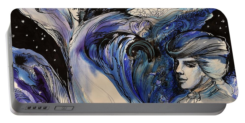 Queen Of The Night Portable Battery Charger featuring the drawing Queen of the Night The Magic Flute by Valentina Plishchina