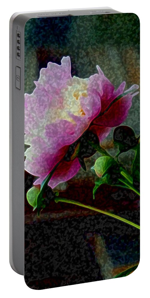 Flower Portable Battery Charger featuring the digital art Queen Peony by Vallee Johnson