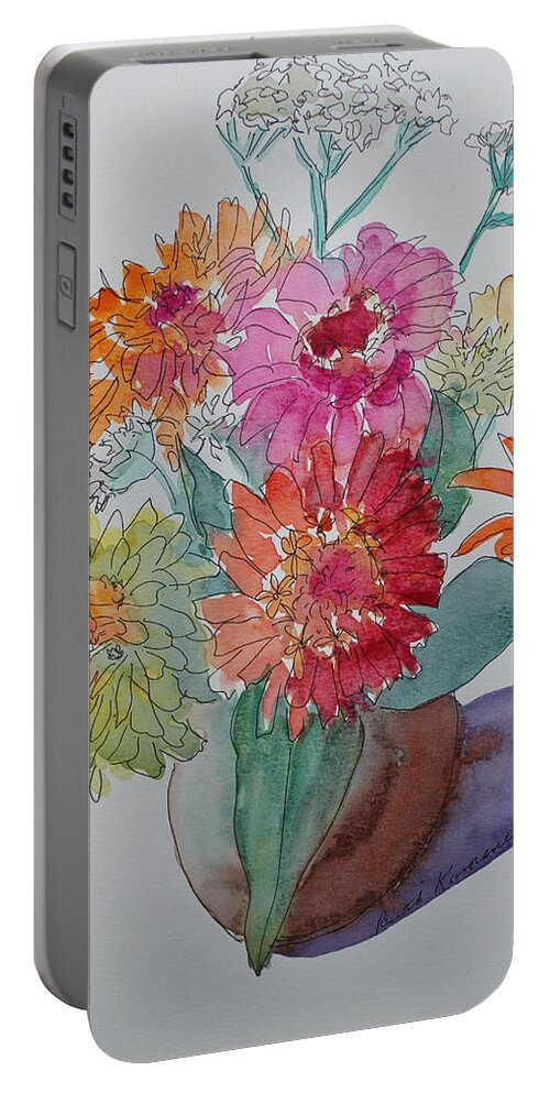 Bouquet Portable Battery Charger featuring the painting Quick Pick by Ruth Kamenev