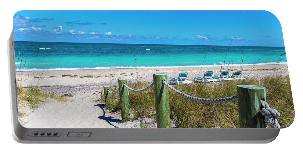 Beach Chairs Portable Battery Charger featuring the photograph Quiet Beach Day by Blair Damson