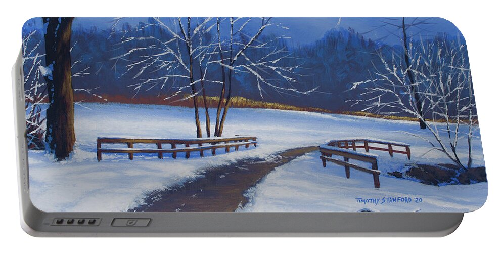 Acrylic Portable Battery Charger featuring the painting Quiet Path by Timothy Stanford