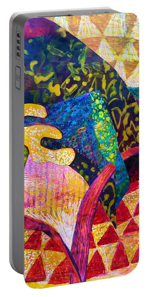  Portable Battery Charger featuring the painting Reading in Bed by Polly Castor