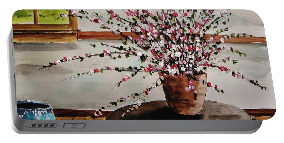 Interior Portable Battery Charger featuring the painting Quince on the Table by John Williams