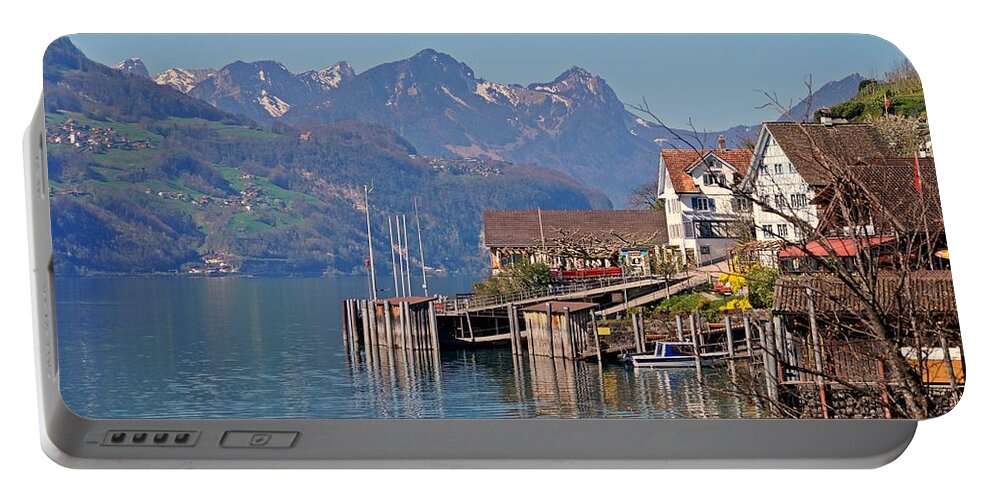 Quinten Portable Battery Charger featuring the photograph Quinten Walensee Switzerland by Claudia Zahnd-Prezioso