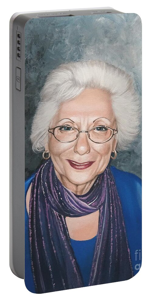 Simon Portable Battery Charger featuring the painting Rozzi Simon by Christopher Shellhammer