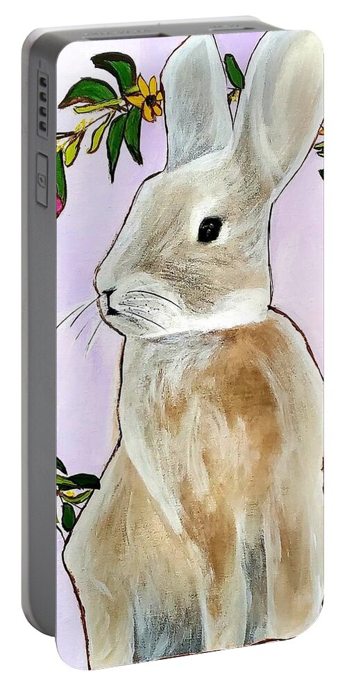 Rabbit Portable Battery Charger featuring the painting Rabbit by Amy Kuenzie