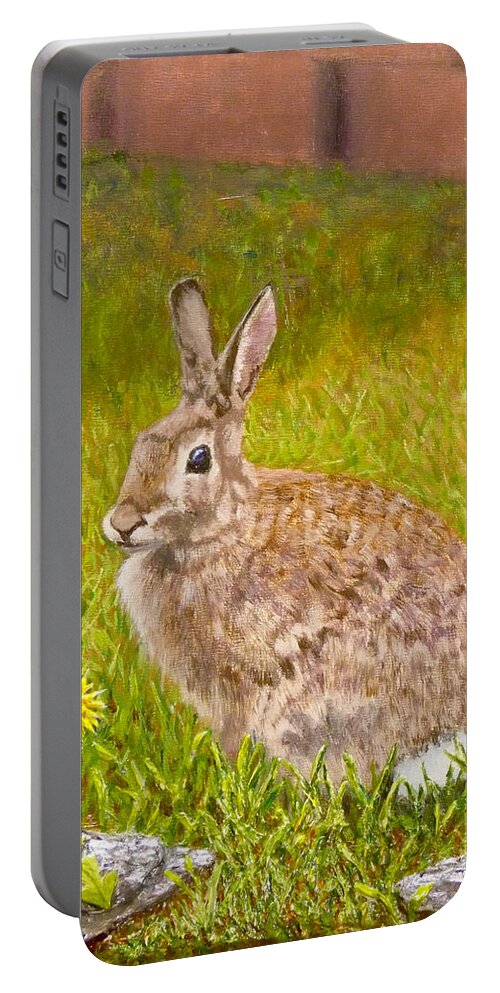 Rabbit Portable Battery Charger featuring the painting Rabbit by Joe Bergholm