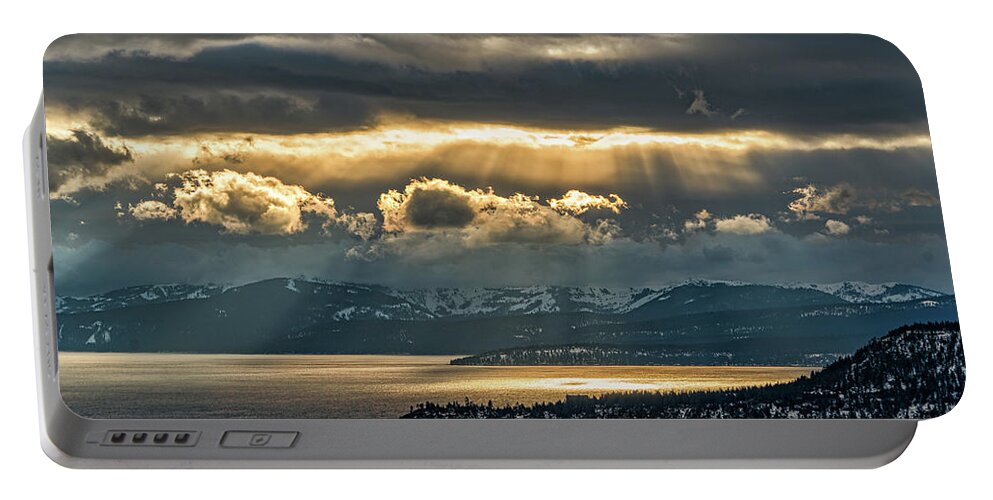 Lake Portable Battery Charger featuring the photograph Radiant Sunset by Martin Gollery