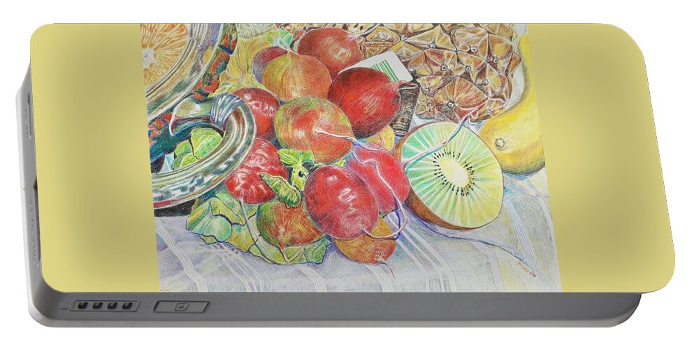 Vegetables Portable Battery Charger featuring the painting Radish Bouquet by Dorsey Northrup