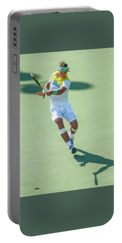 Rafael Nadal Portable Battery Charger featuring the photograph Rafael Nadal Shadow Play by Steven Sparks