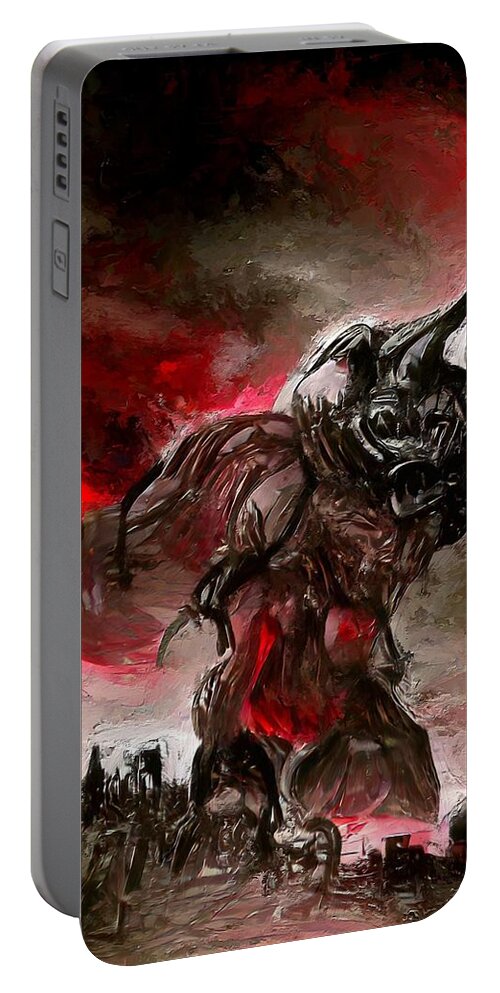  Portable Battery Charger featuring the digital art Rage Unleashed by Rein Nomm
