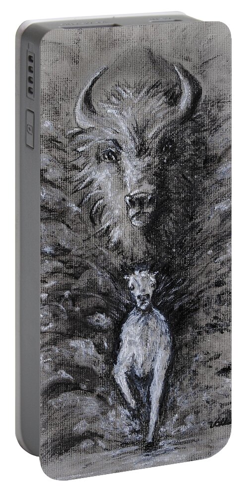 Wildlife Portable Battery Charger featuring the drawing Raging Thunder by Vallee Johnson